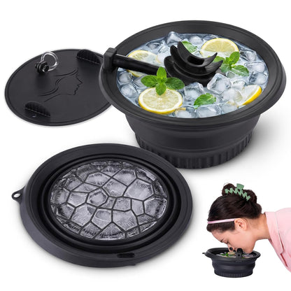 Face Ice Bath Bowl Built-in Ice Tray and Cover with Breathing Tube