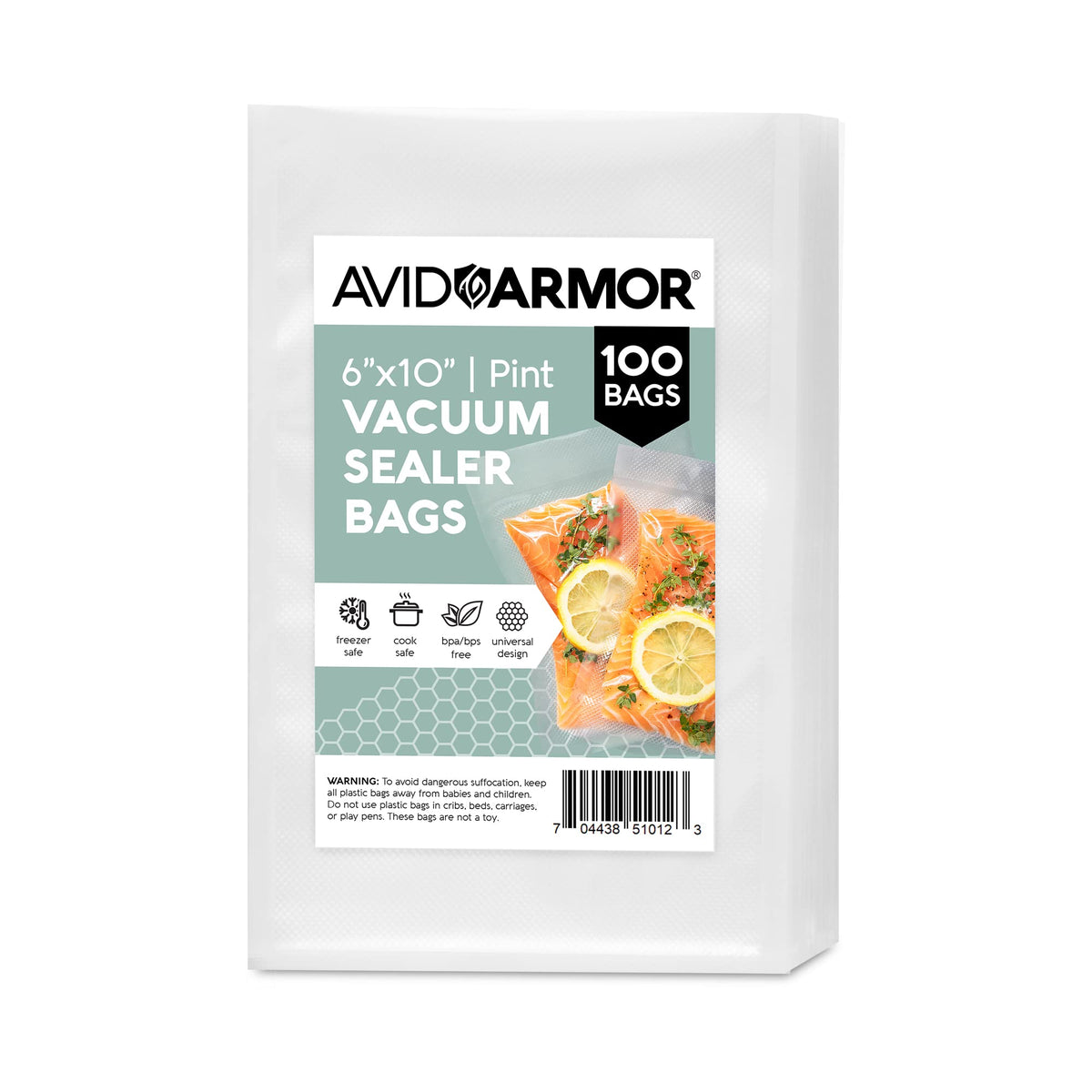 Avid Armor Food Vacuum Sealer Bags – 100-Pack, 8x12” Quart Freezer Bags