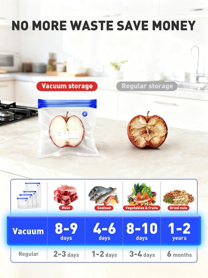 60 Pcs Reusable Vacuum Sealer Bags for Food, 3 Size BPA-Free Vacuum Storage Bags with Sealing Clips & Leak-Proof Design for Sous Vide Cooking, Freezer, Microwave Heating