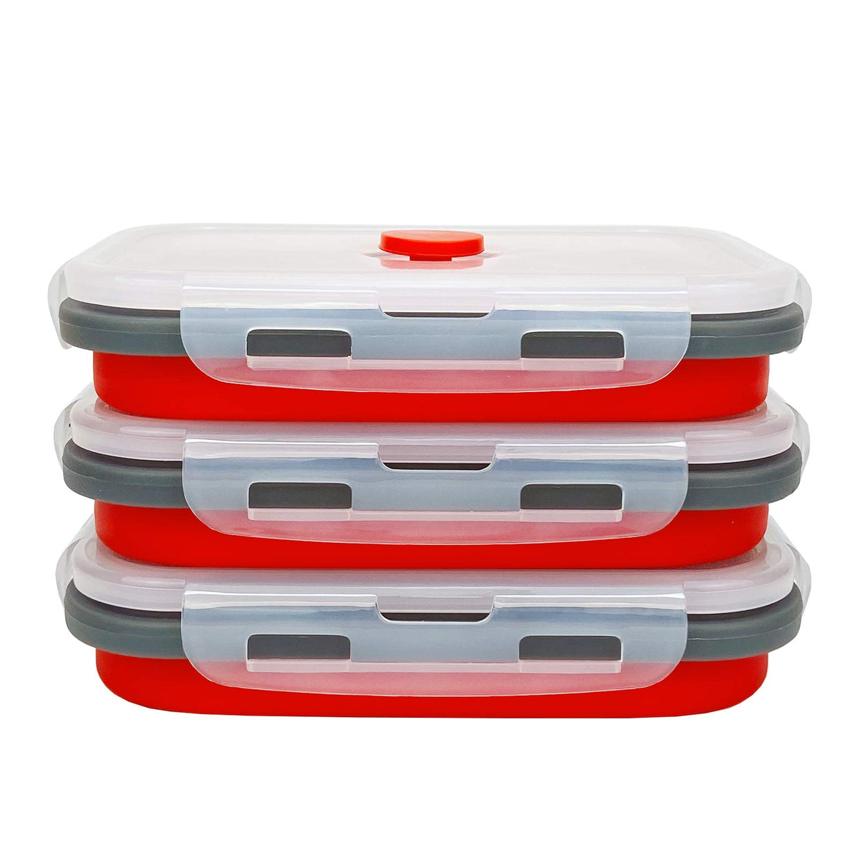 CARTINTS Set of 3 Collapsible Food Storage Containers Collapsible Silicone Bowls, Silicone Lunch Containers with Airtight Lids, Microwave and Freezer Safe, 500ml