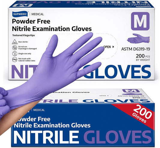 Nitrile+ Supmedic Medical Soft Max Disposable Gloves Powder-Free Violet 200