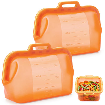 Large Reusable Silicone Food Storage Bag, 68 oz/2 L, Magnetic Seal