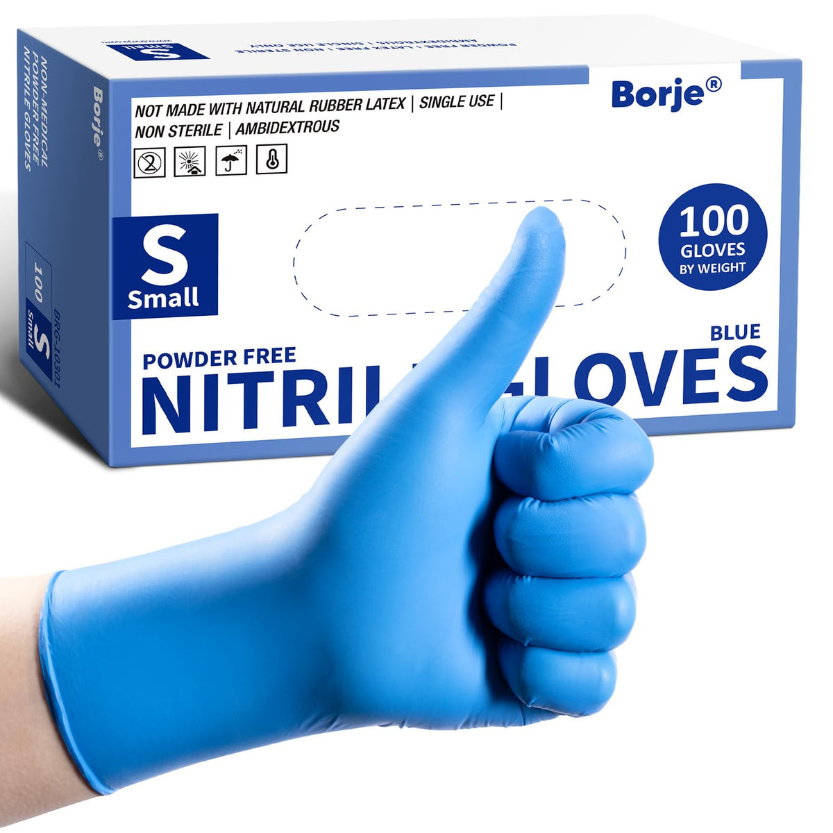 Borje Nitrile Gloves XL, 100 Count Disposable Gloves, Black, Latex-Free Powder-Free, Medical Exam, Food Safe, Cleaning, Cooking
