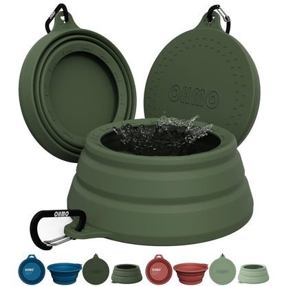 OHMO Spill Proof Collapsible Dog Bowl, 34oz Portable Dog Water Bowl