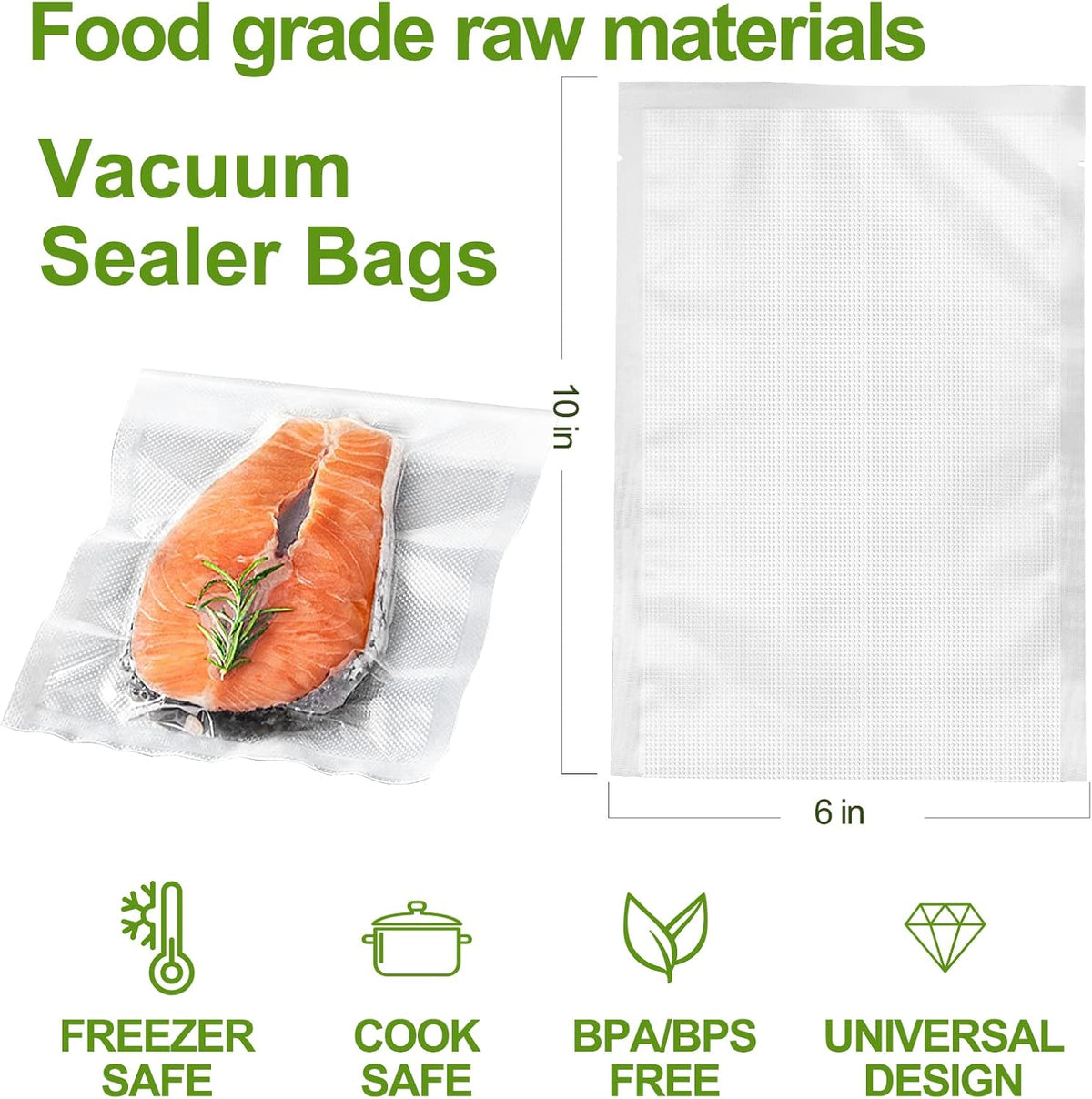 W&Y Vacuum Sealer Bags 6x10 Inch Pint 100 Count -Pre-Separated