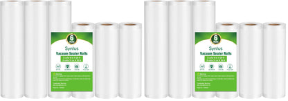 Syntus Vacuum Sealer Bags for Food, 3 Rolls 11" x 20' and 3 Rolls 8" x 20'
