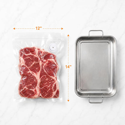 ZKIRON Wide Large Reusable Vacuum Sealer Bags for Food, 20 Pack, 12"x14"