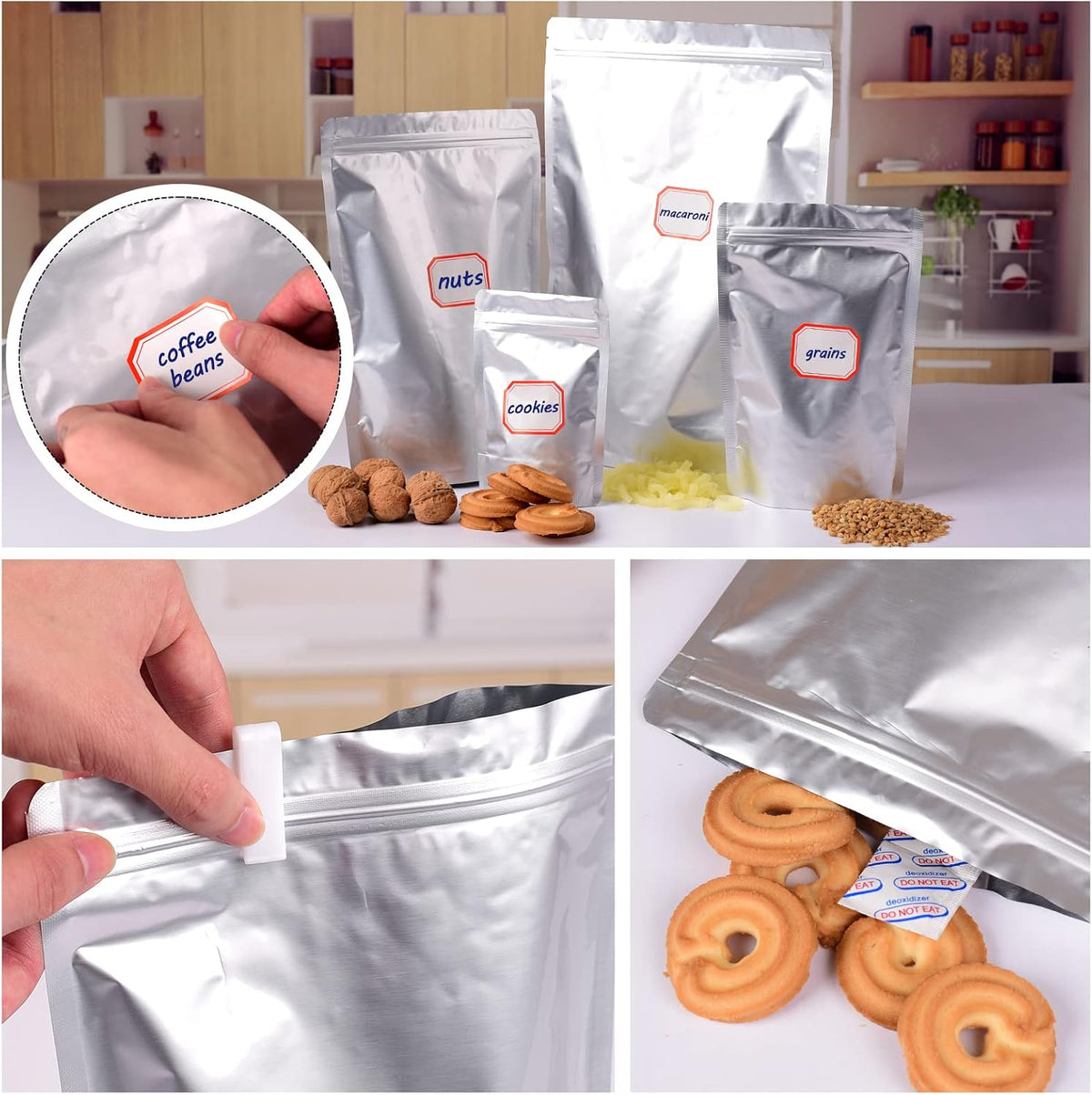 Lebodu 120 Mylar Bags with 120 x 300cc Oxygen Absorbers for Food Storage