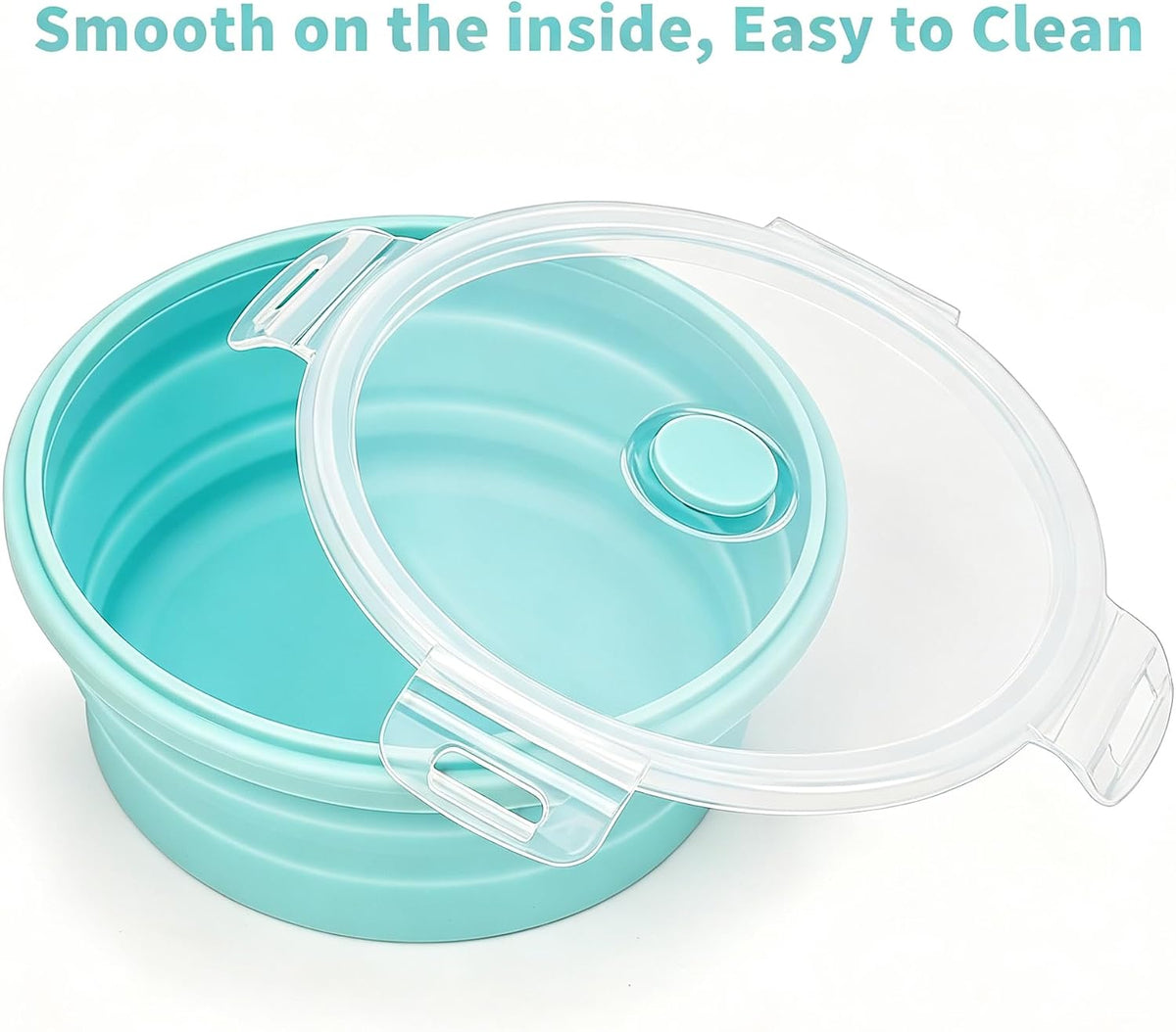 CARTINTS Silicone Collapsible Food Storage Containers-Prep/Storage Bowls with Lids – Set of 4 Round Silicone Lunch Containers – Microwave and Freezer Food Containers (Blue)