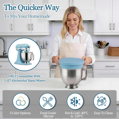 Foldable Silicone Bowl Liners for KitchenAid Tilt-Head 5 Qt Stand Mixers