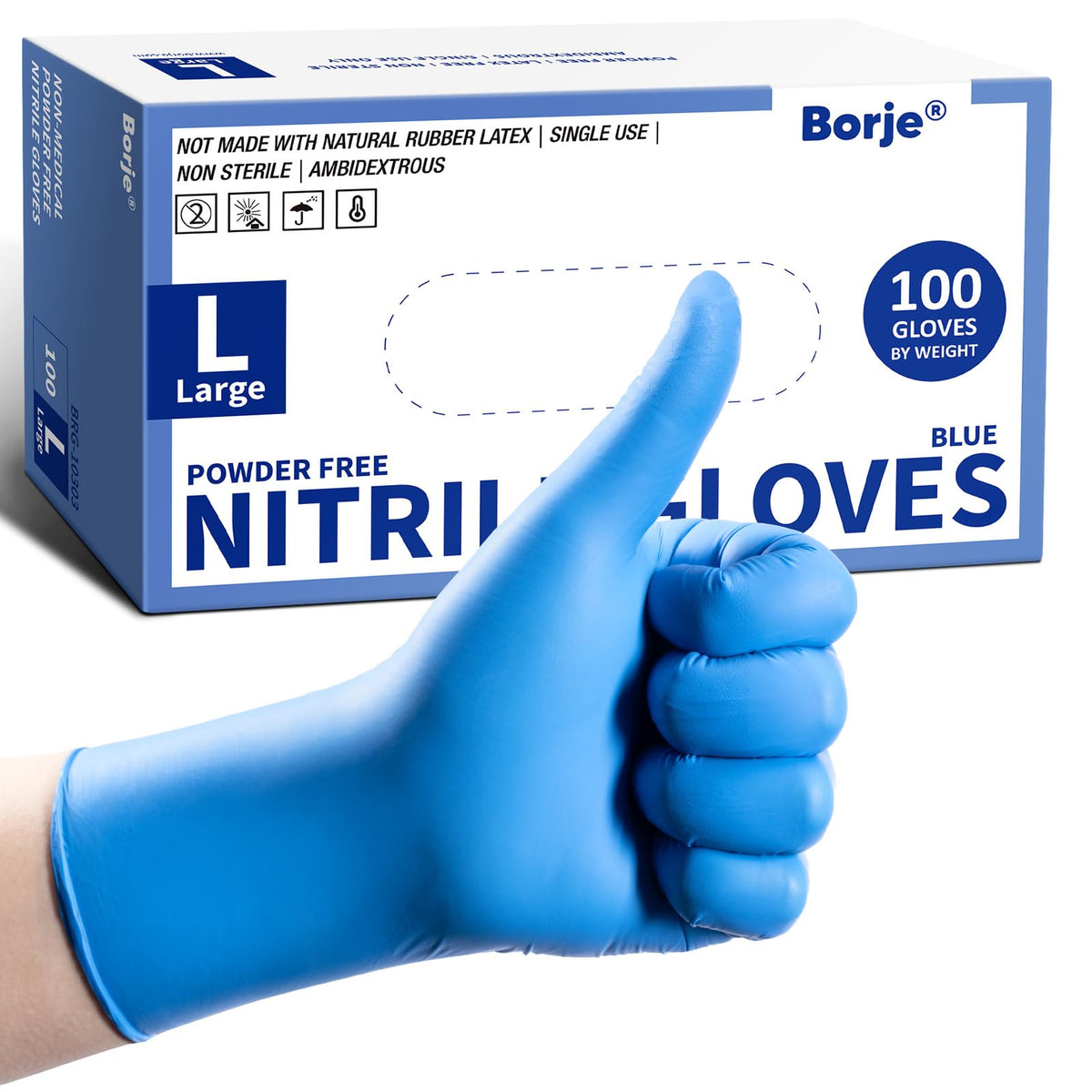 Borje Nitrile Gloves XL, 100 Count Disposable Gloves, Black, Latex-Free Powder-Free, Medical Exam, Food Safe, Cleaning, Cooking