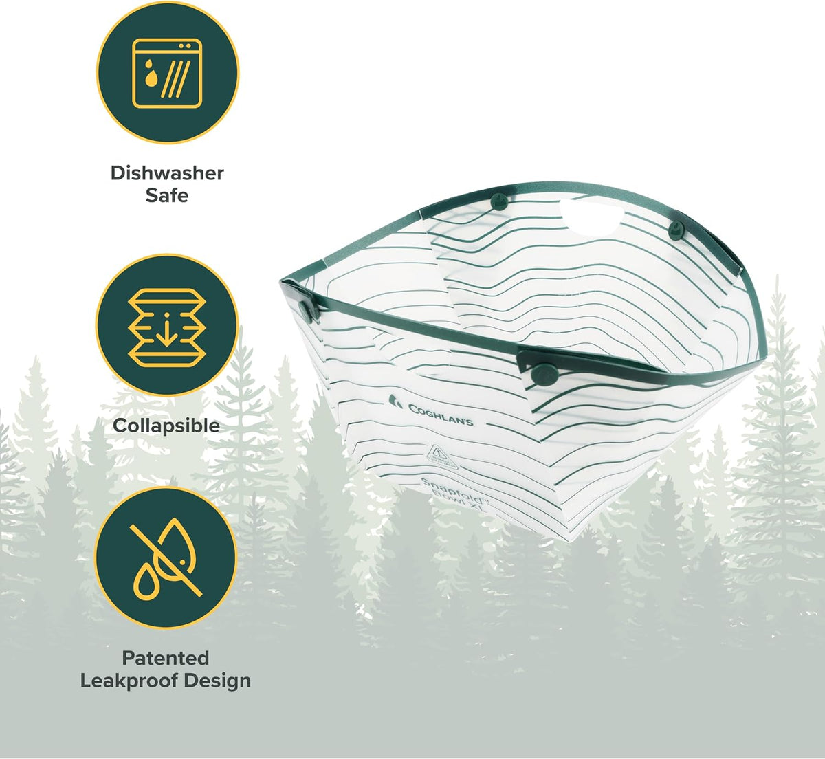 Coghlan's Snapfold XL Collapsible Bowl – BPA-Free, Heat-Resistant Camping Food Prep Bowl with Measurement Scale – Lightweight & Leakproof for Backpacking, Hiking, Outdoor Cooking