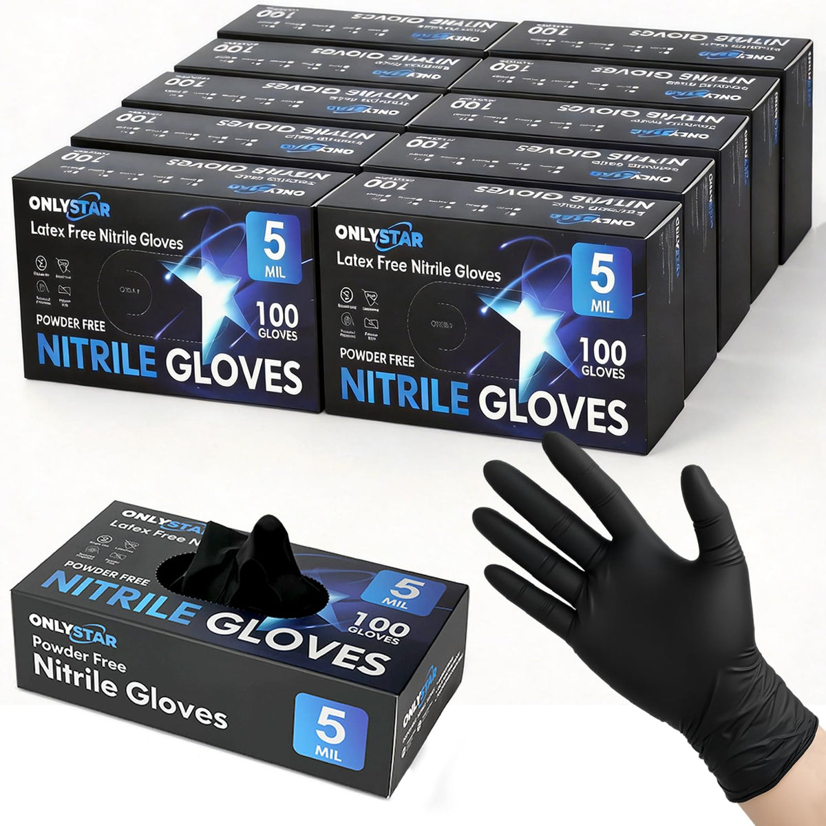 Food Grade 5 Mil Disposable Nitrile Gloves Large, 100Pcs