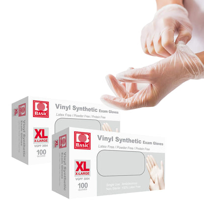 Jointown Basic Medical Vinyl Exam Gloves Disposable Latex Free Medium, Powder-Free, Clear Food Safe Gloves, Vgpf3002, (Case of 1,000) Medium