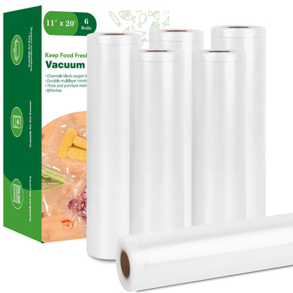 Vacuum Sealer Bags for Food Storage, 6 Rolls 11" x 20', Cut-to-Size Bags