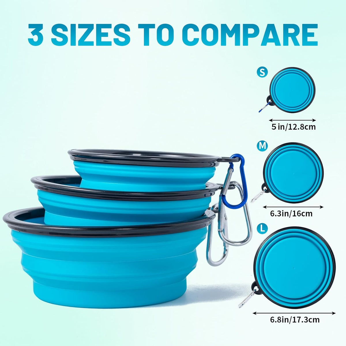 SLSON Dog Bowls Pet Collapsible Bowl with Cover Lids, 2 Pack Travel Bowls