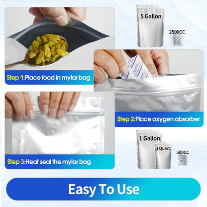 15 Mil 5 Gallon Mylar Bags for Food Storage with 2500cc Oxygen Absorbers
