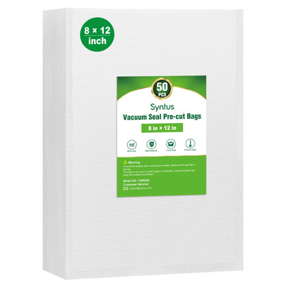 Syntus 100 Pcs Vacuum Sealer Bags for Food, 8x12+11x16, BPA Free