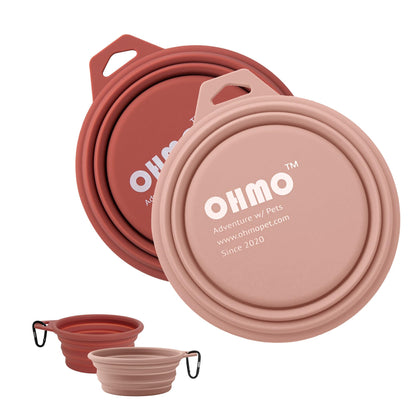 OHMO Large Collapsible Dog Bowls for Travel, 27oz, 2pcs, Camo&Sage Green