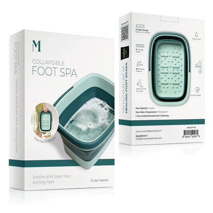 Mantello Collapsible Foot Bath Foot Soaking Tub | Portable Foot Spa Pedicure Bowl | Large Basin to Soak & Wash Feet | Folding Bucket with Carry Handle | White & Grey, Blue, Green [Green]