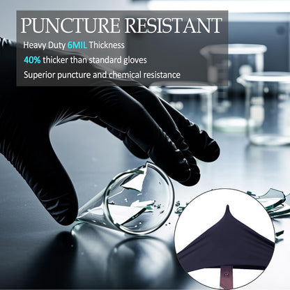 PROMEDIX P Black Disposable Nitrile Gloves, 6Mil 100 Pcs Food Safe Cooking Gloves Latex Free Rubber Gloves for Cleaning Exam