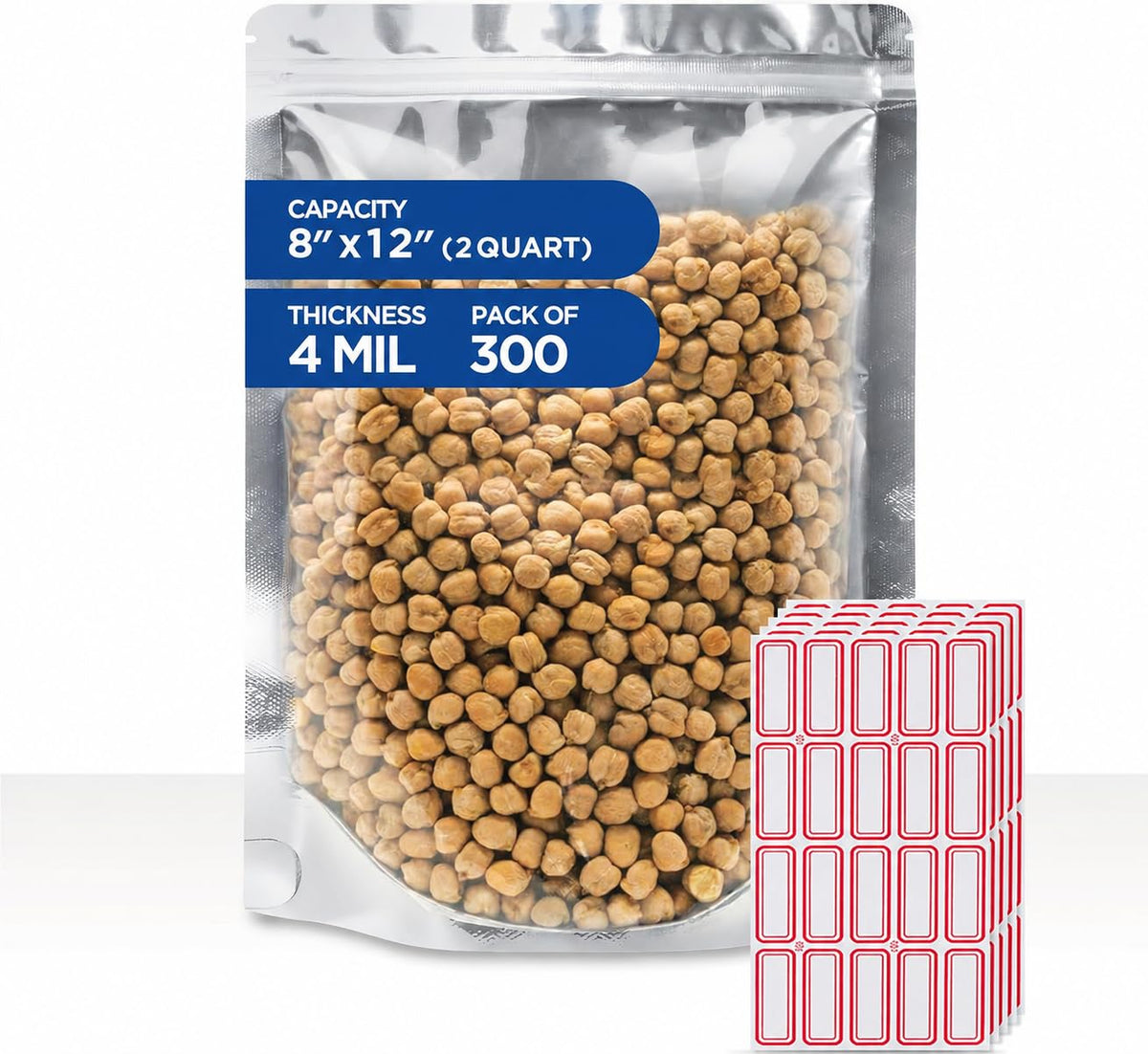 5x8 Mylar Bags for Food Storage - Pack Of 100-7.5mil Thickness