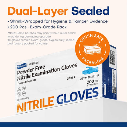 Supmedic Medical Soft Max Nitrile Exam Disposable Gloves Powder-Free 200 Ct