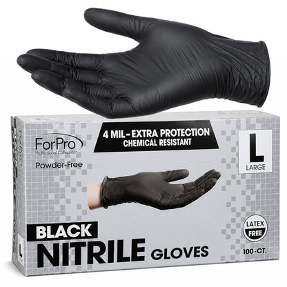 ForPro Disposable Nitrile Gloves, Chemical Resistant, Powder-Free, Latex-Free, Non-Sterile, Food Safe, 4 Mil