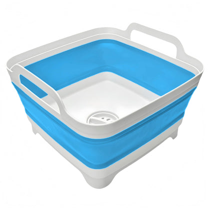 MontNorth Collapsible Wash Basin 9L, Foldable Dish Tub with Drain Plug, Portable Collapsible Dish Basin, Camping Sink for Washing Dishes, Laundry & Kitchen Use,Gray