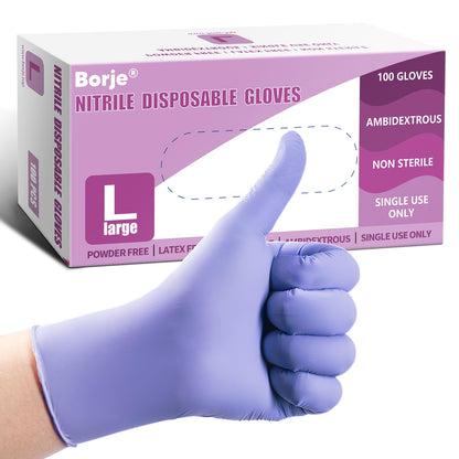 Borje Nitrile Gloves XL, 100 Count Disposable Gloves, Black, Latex-Free Powder-Free, Medical Exam, Food Safe, Cleaning, Cooking