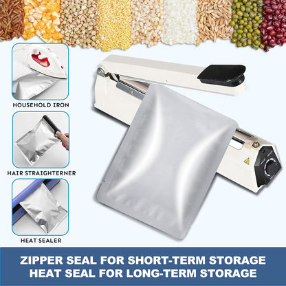 30PCS 2Gallon 17"X13" Mylar Bags for Food Storage with Oxygen Absorbers&Lables,10 Mil Thick Resealable Stand-Up Zipper&Heat Sealable Bags for Long Term Food Storage,Dried Food