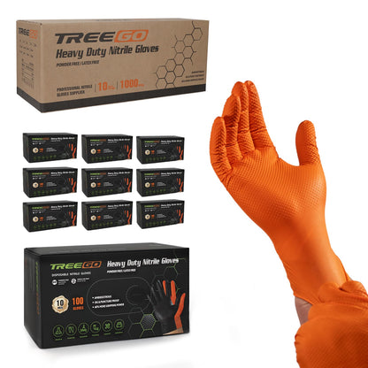TREEGO 10 Mil Heavy Duty Black Nitrile Mechanic Gloves, 50 Count L