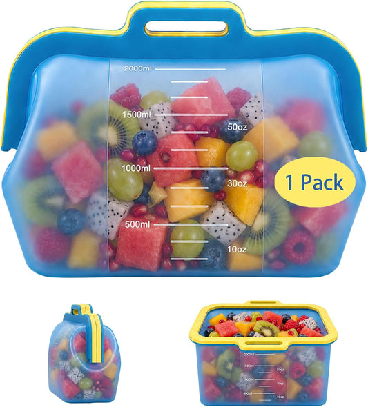 Magnetic Seal Reusable Silicone Food Storage Bag, 68 oz, NUZEAK