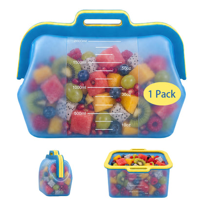 Magnetic Seal Reusable Silicone Food Storage Bag, 68 oz, NUZEAK