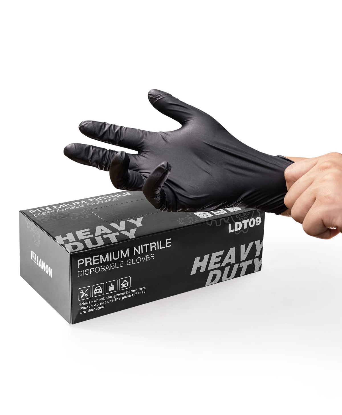 LANON 6 mil Black Nitrile Disposable Gloves,Cooking Gloves,Medium