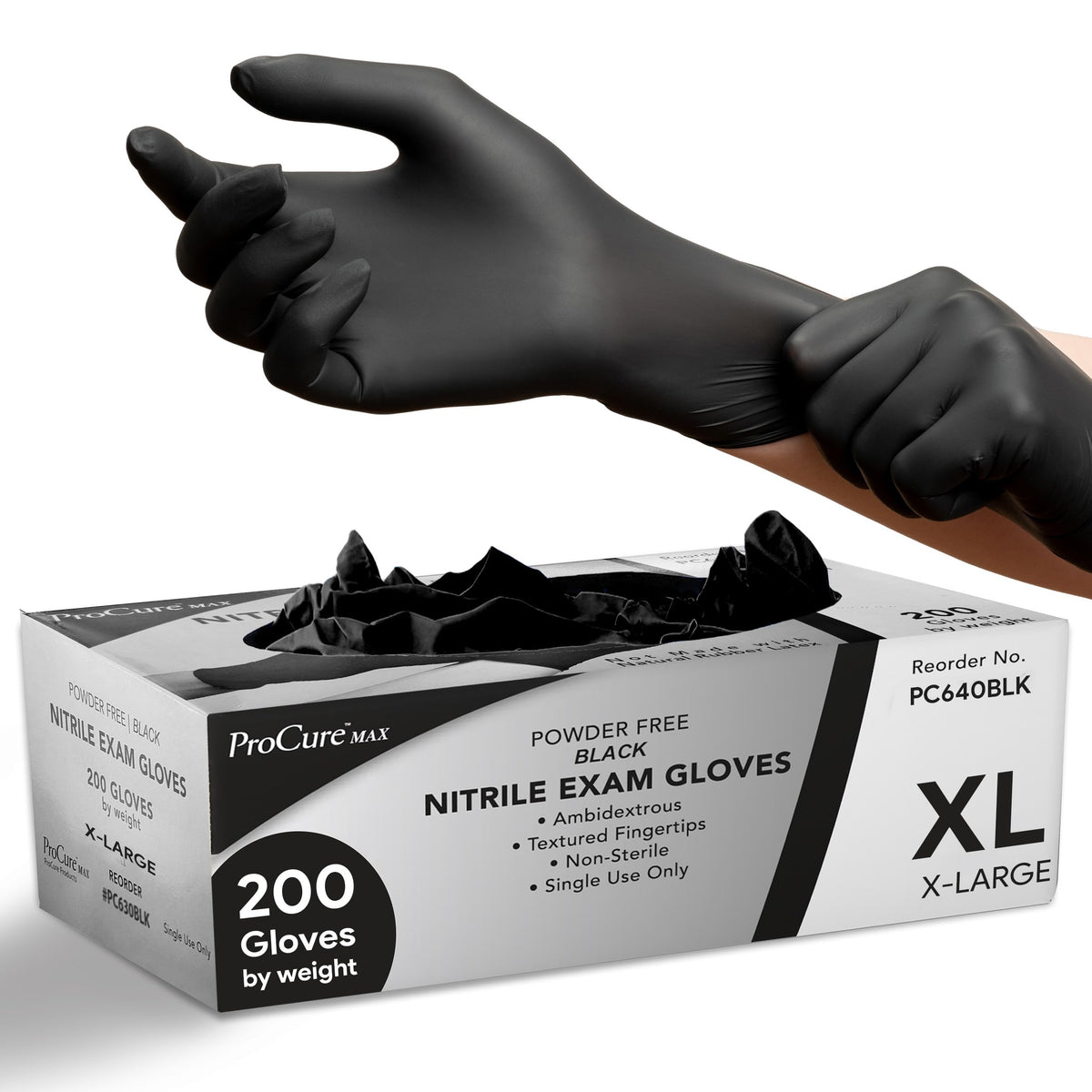 Black Nitrile Disposable Gloves | 200-Pack | Latex-Free for Medical, Surgical, Cleaning, Food Prep, Cooking, Tattoo