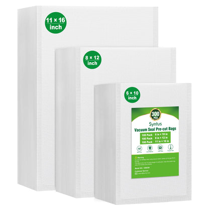 Syntus 100 Pcs Vacuum Sealer Bags for Food, 8x12+11x16, BPA Free