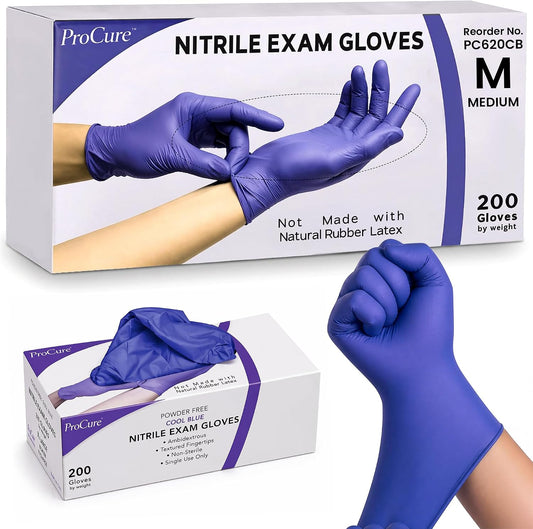 ProCure Disposable Nitrile Gloves - Latex & Powder Free - 200 Ct