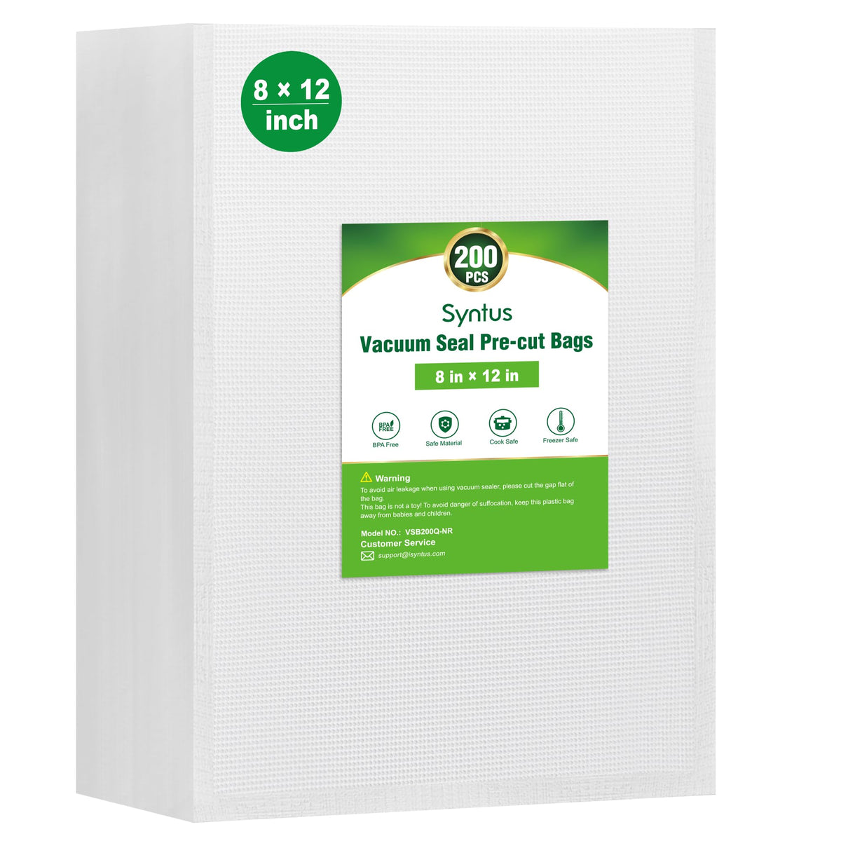 Syntus 100 Pcs Vacuum Sealer Bags for Food, 8x12+11x16, BPA Free