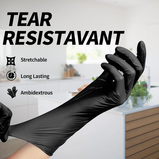 Jointown Vinyl Exam Gloves- 4 mil Safty Glove Latex-Free & Powder-Free, (Case of 1000, Black),S/M/L/XL