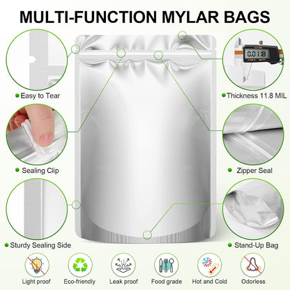 SYMYNELEC 100-Pack Mylar Bags with 400cc Oxygen Absorbers for Food Storage