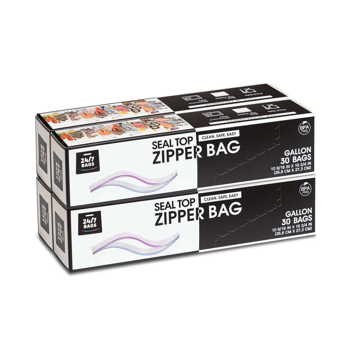 Gallon Food Storage Bags, Thick Non-Stand-Up Bag, Double Zipper Seal, BPA-Free, with Write-On Space - 120 Count