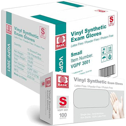 Jointown Basic Medical Vinyl Exam Gloves Disposable Latex Free Medium, Powder-Free, Clear Food Safe Gloves, Vgpf3002, (Case of 1,000) Medium