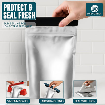 155 Mylar Bags with 155 Oxygen Absorbers-210 Labels & Airtight Resealable