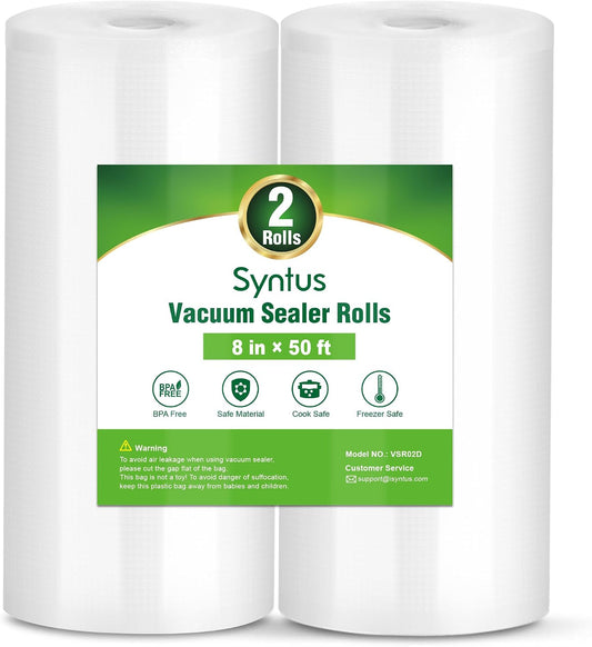 Syntus 2 Rolls 8" x 50' Vacuum Sealer Bags, BPA Free for Food Storage