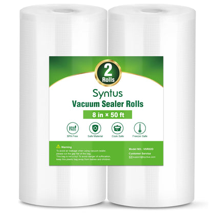 Syntus 2 Rolls 8" x 50' Vacuum Sealer Bags, BPA Free for Food Storage