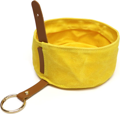 Waxed Canvas Foldable Dog Bowl (Yellow)