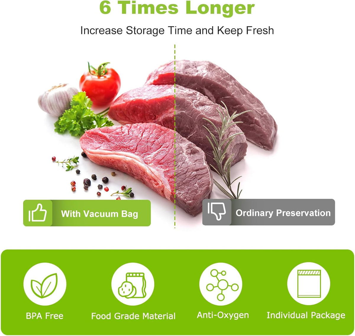Bonsenkitchen Vacuum Sealer Bags, 8" x 50' Rolls 2 pack for Food Storage