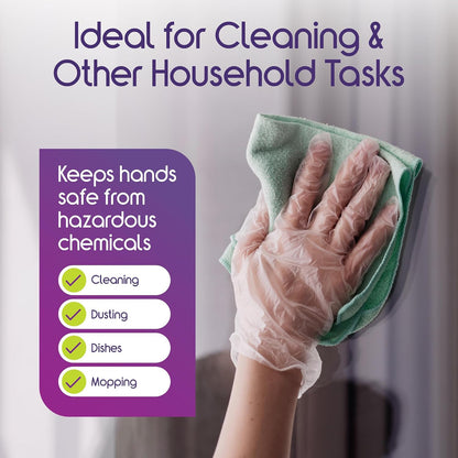 Inspire Exam Medical Clear Vinyl Disposable Gloves - Latex Free for Cleaning, Food Prep