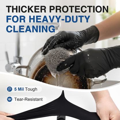 Schneider Black Nitrile Gloves, Gloves Disposable Latex Free, Powder Free